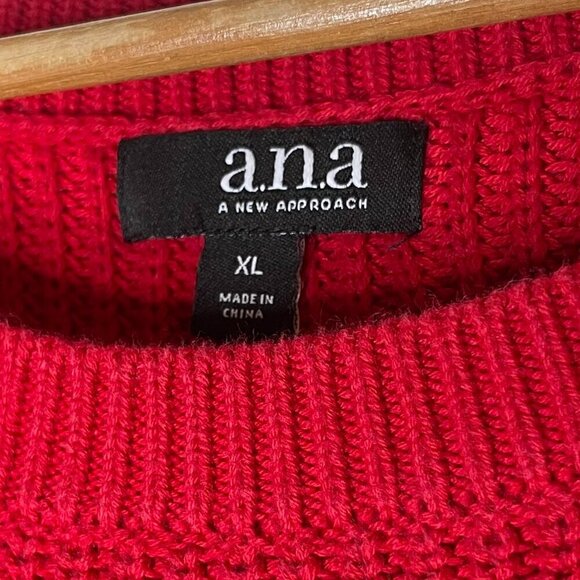 a.n.a. Women's Classic Knit Cut Out Sleeves Office Preppy Sweater Size XL Red - Picture 7 of 10